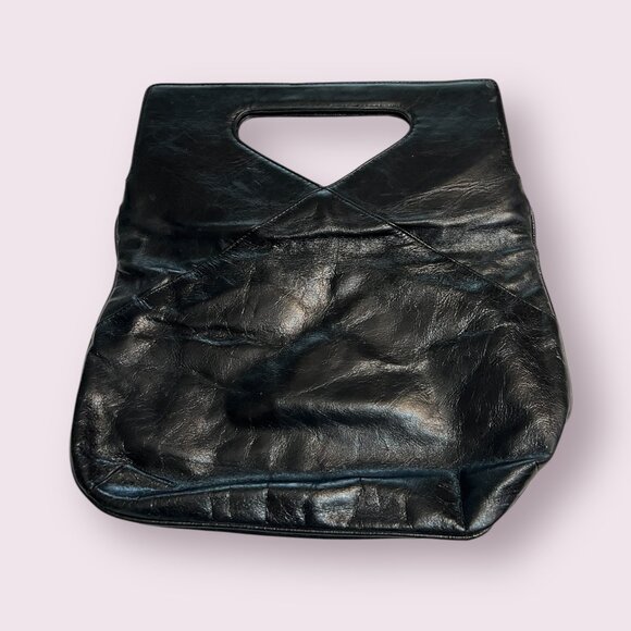 HOBO International Black Leather Clutch Bag – Triangle Handle Vintage Handbag - Picture 2 of 7